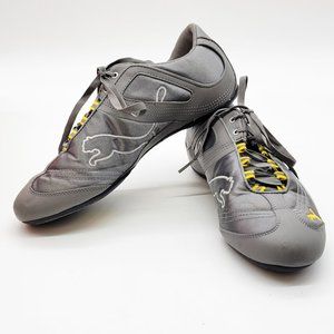 Puma Steel Gray and Yellow Leather and Satin Tennis Shoes Women's Sz US 8.5